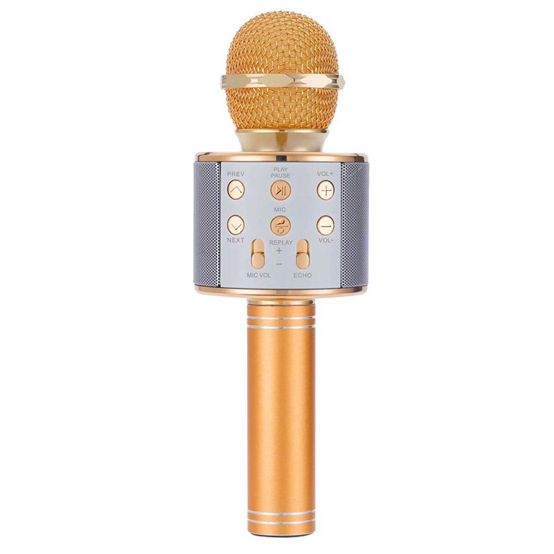 Micro Hát Karaoke Bluetooth Không Dây WS-858，Kèm loa Âm vang Ấm mic hát karaoke cầm tay mini micro hát trên xe hơi mic hát , loa bluetooth mini giá rẻ