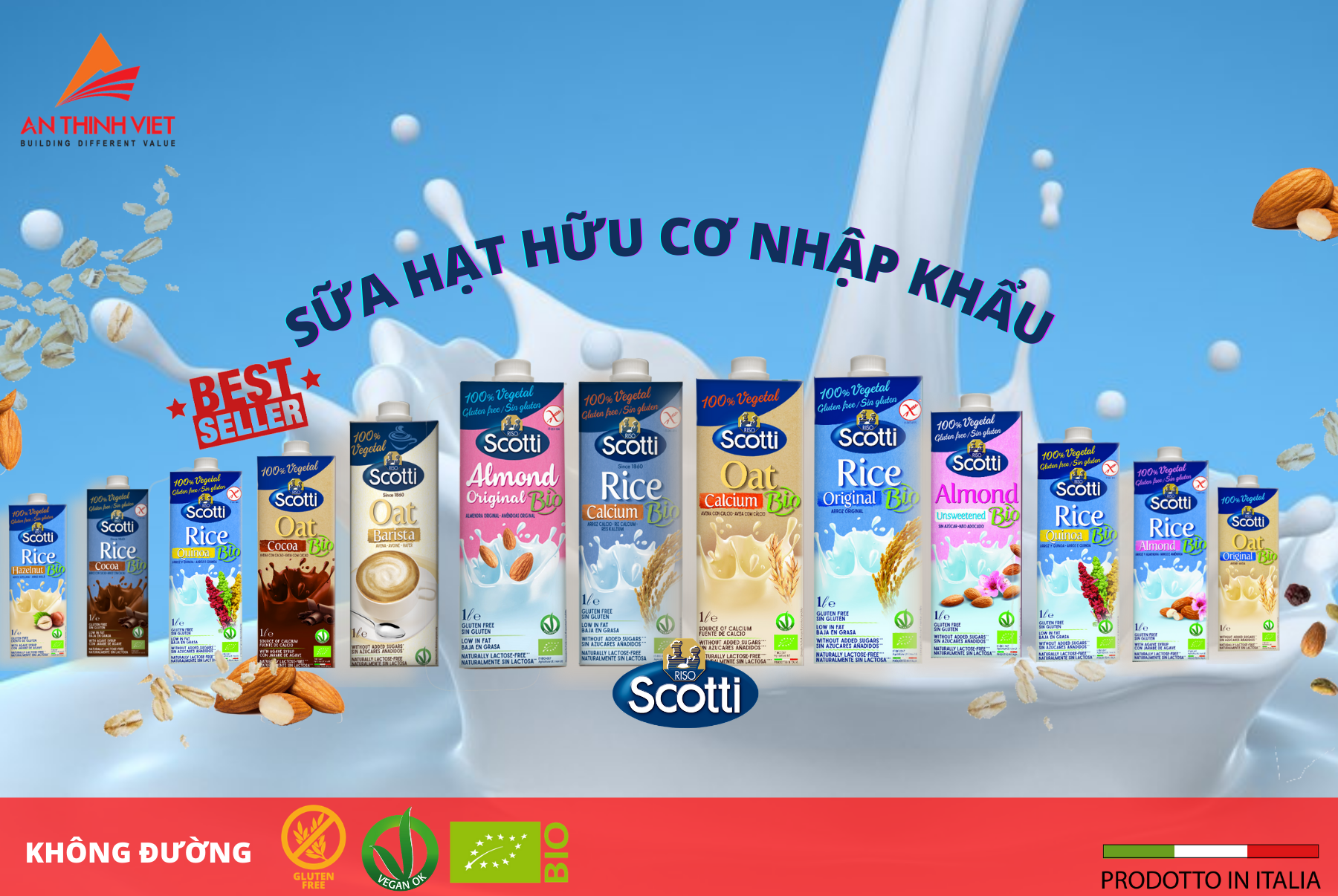 Sữa Gạo Hạt Phỉ Hữu Cơ Riso Scotti - ORGANIC Rice Hazelnut Drink - 1L