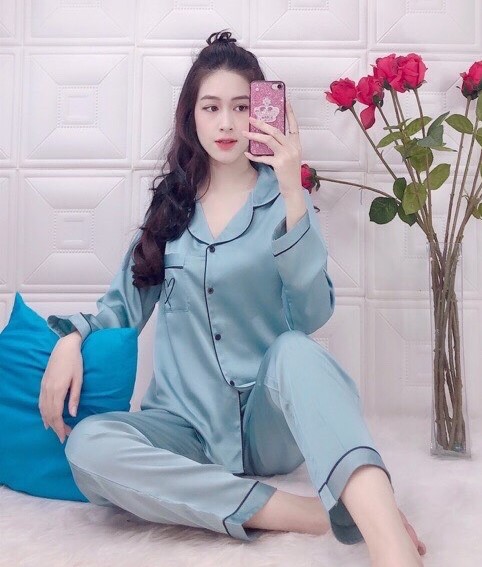 Đồ bộ nữ chất liệu phi lụa mịn mát không nhăn