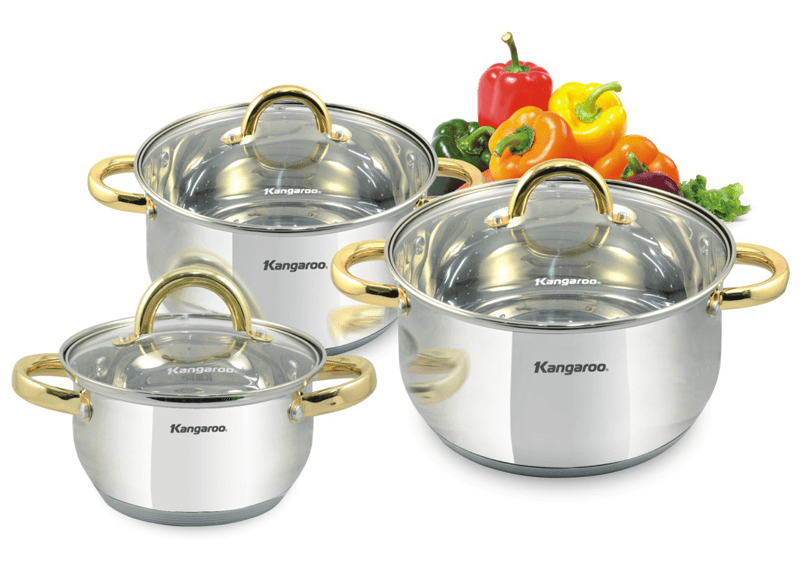 Bộ nồi 3 chiếc inox 5 đáy Kangaroo KG864