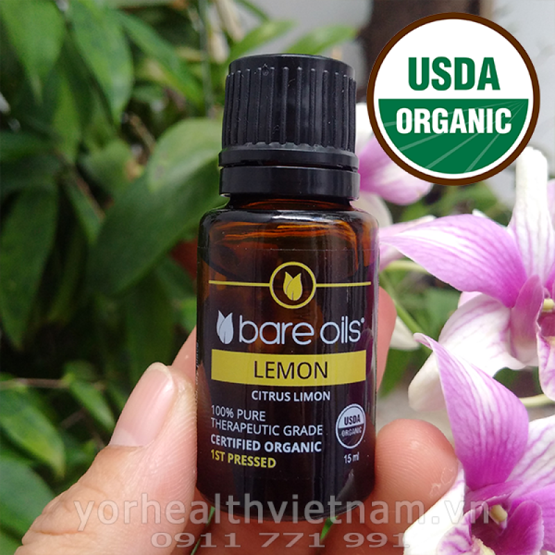 Tinh dầu chanh vàng - Lemon Essential Oil (Tinh dầu hữu cơ Bare Oils - USDA Organic) 15ml giá rẻ