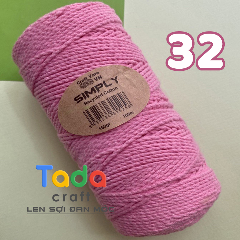 Sợi Cotton tái chế Simply Craft Yarn móc túi, mũ mùa hè