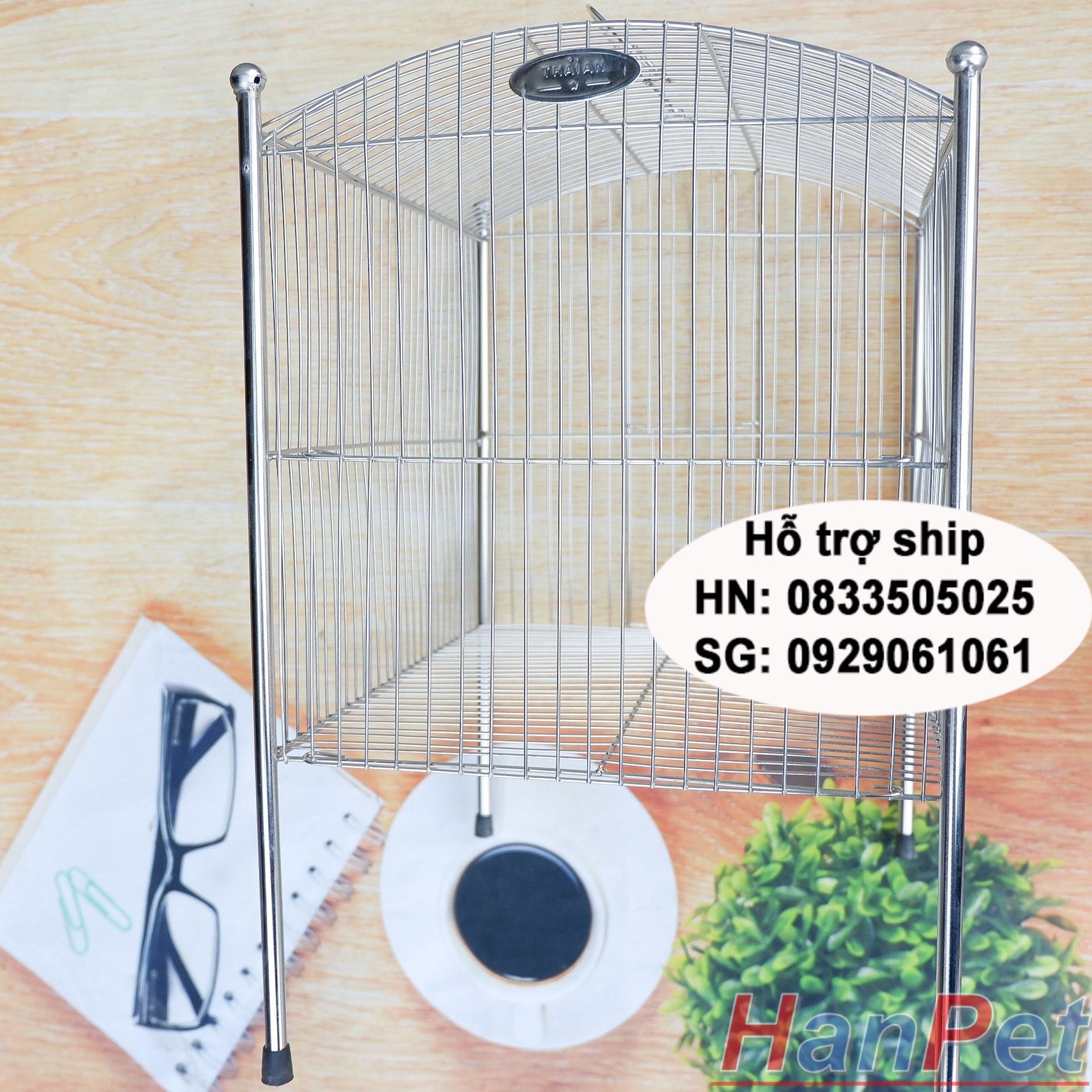 Hanpet - Lồng tắm chim lớn (30*40 cao 35cm) dành cho chim Khướu, Họa my, Chào mào, Chòe - Lồng tắm lớn 100% inox không gỉ sét ( longta- HP10422TC