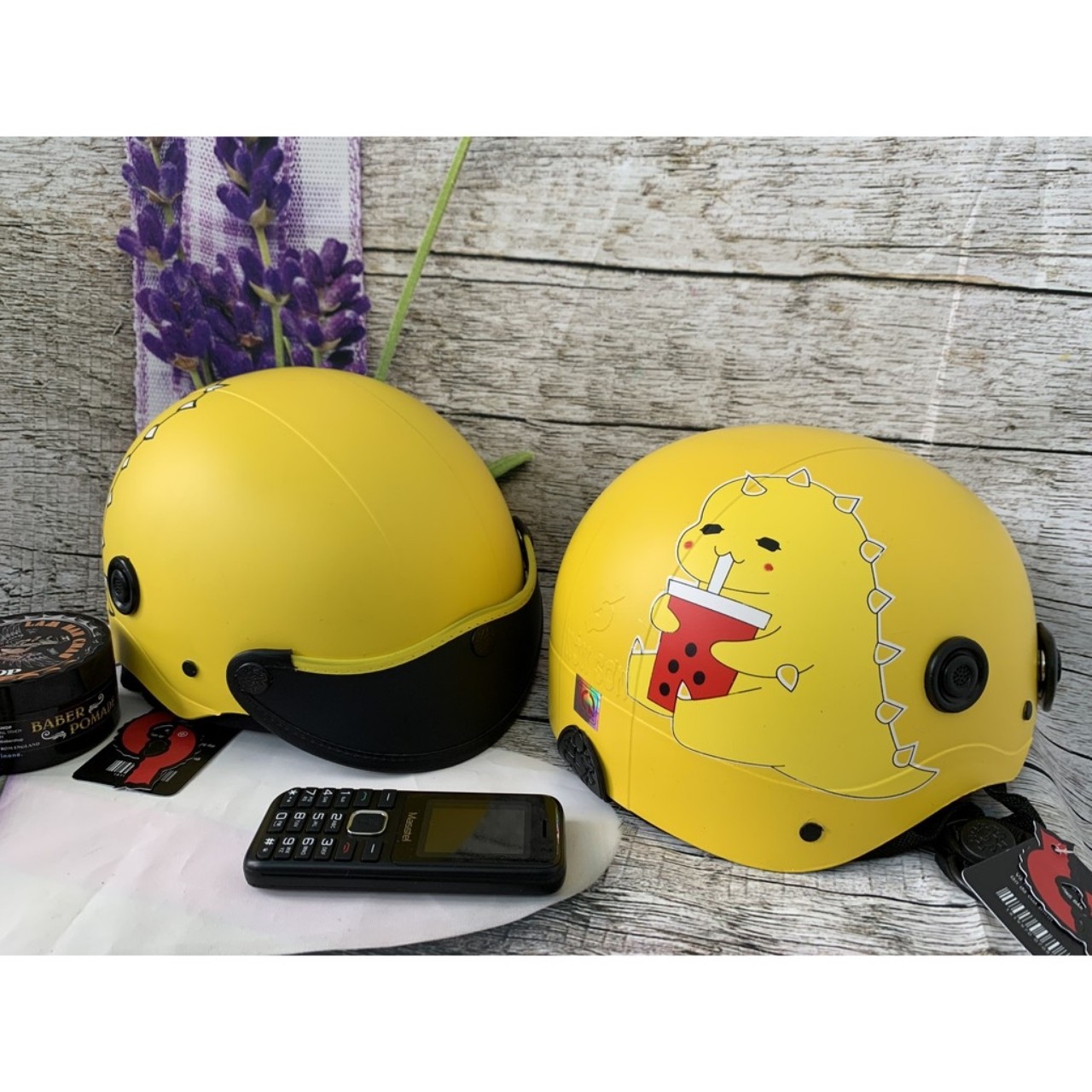 [ mẫu mới ]Nón bảo hiểm sơn khủng long con kute 2 lỗ thông hơi
