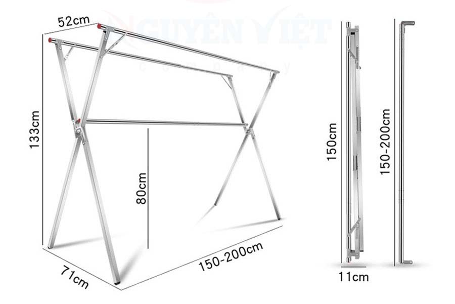 Giàn Phơi Quần Áo Thông Minh Có Bánh Xe, Giá Treo Đồ Gấp Gọn Bằng Inox 304  | Lazada.Vn