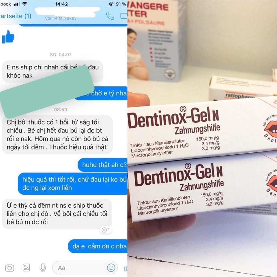(Review) Gel bôi giảm sưng đau mọc răng Dentinox Đức