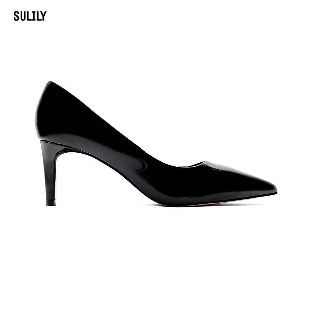 Giày Cao Gót 5cm Da Bóng Đệm Mút Sulily G01-II20DEN
