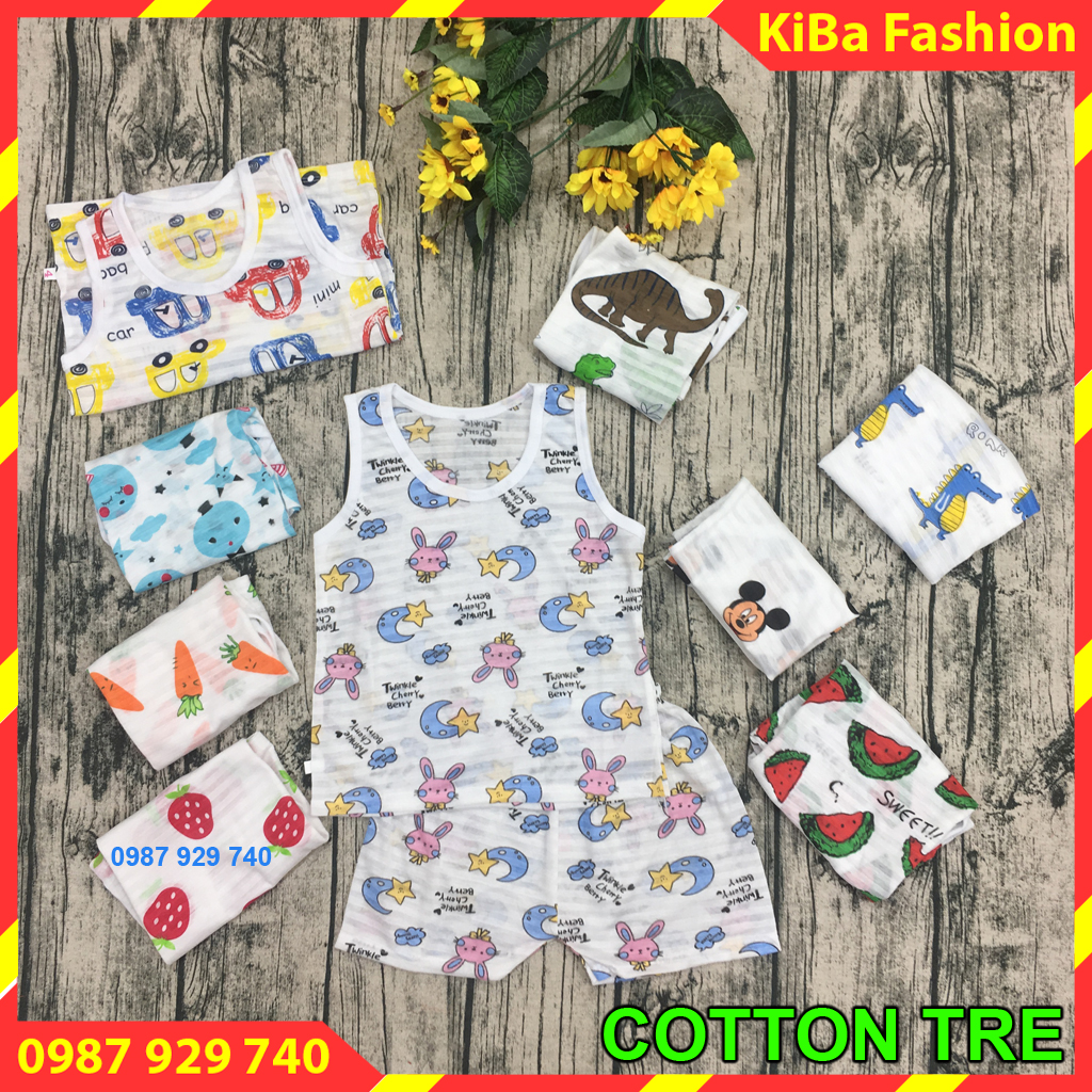 [ HÀNG MỚI ] Bộ ba lỗ cotton tre mát mẻ thấm hút mồ hôi cho bé trai/ gái 4-14kg - BBL - TK0120 - áo ba lỗ cho bé trai / áo ba lỗ cho bé gái / áo ba lỗ lưới cho bé trai / áo ba lỗ lưới / áo ba lỗ