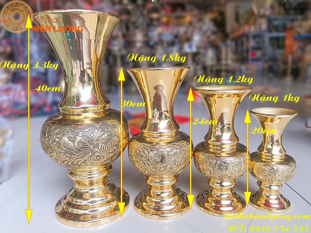 Full Daisy brass flower container sizes: height 20cm, 24cm, 30cm, 40cm