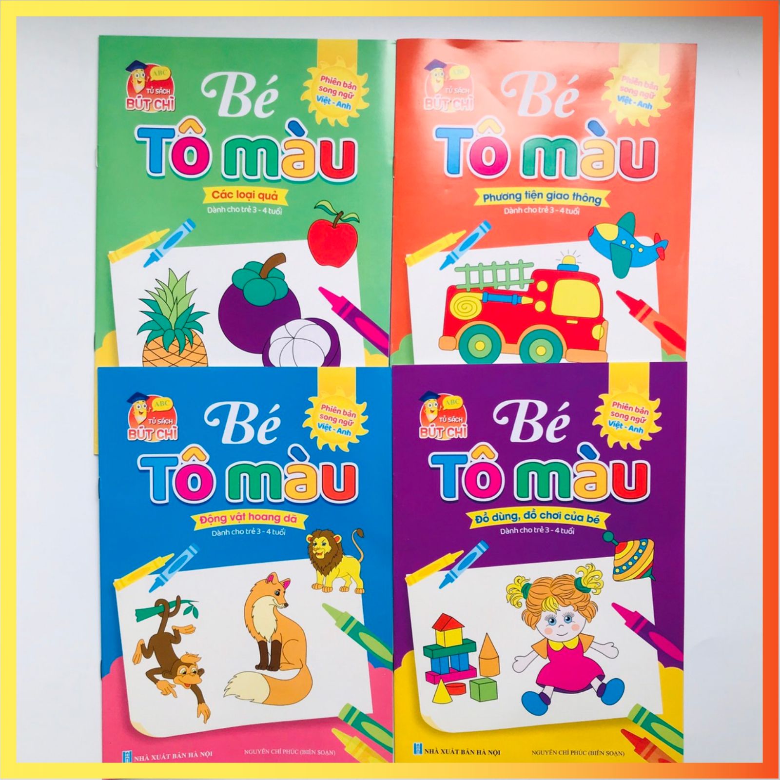 Bộ Tập Tô Màu Cho Bé 3-4 Tuổi, Bộ 8 Cuốn