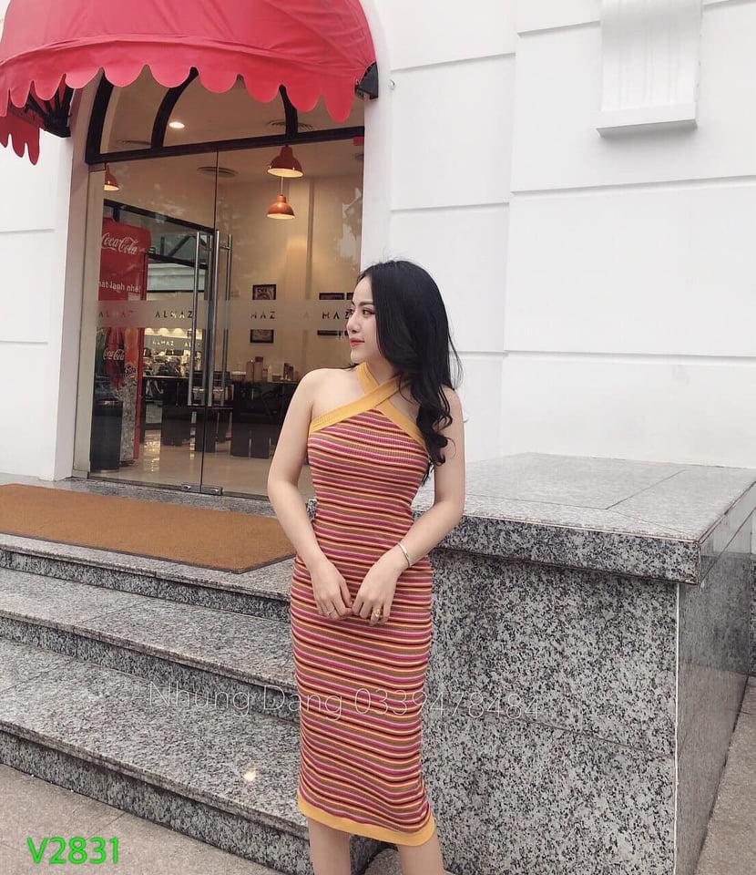 Đầm body sọc cổ yếm dễ thương TTKX0082