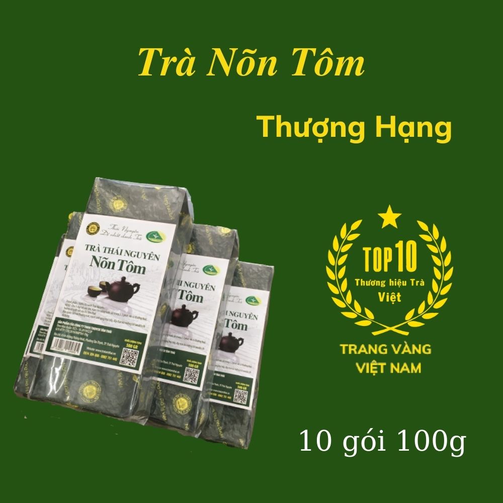 1kg Trà Nõn Tôm Tân Cương - Trà Xanh Tâm Thái - 10 gói 100g Trà Nõn Tôm Thái Nguyên Thượng Hạng