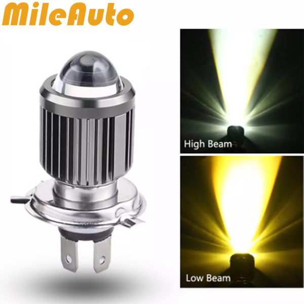 1x H4 Motorcycle Led Headlight Bulbs Dual Color Hi/Lo Beam Fog Lamp Yellow Amber White Light DC 12V-24V 12W Waterproof Headlamp Universal for Most Cars ATV