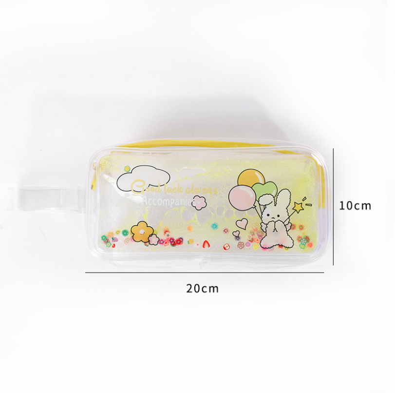 Pen box transparent texturized sand beads tinsel sparkling motion-Beyou