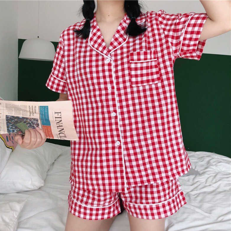 ❌❌ Set Pijama Kẻ Sọc 2 màu đỏ đen❌❌ Thời trang nữ NT
