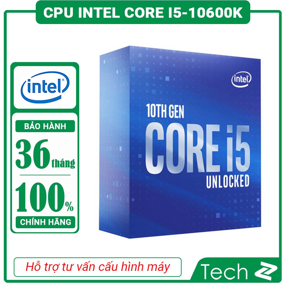 CPU Intel Core i5-10600K 4.1GHz turbo up to 4.8GHz, 6 nhân 12 luồng, 12MB