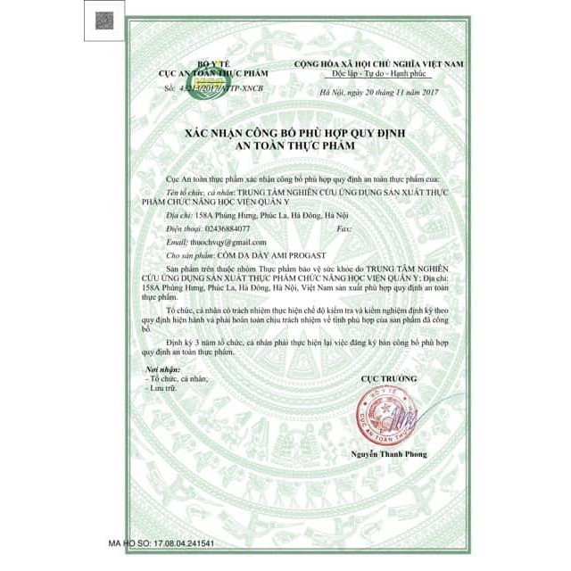Cốm Dạ Dày Ami Progast Học Viện Quân Y