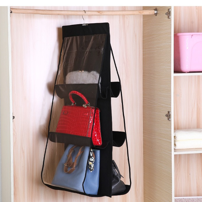 Giá treo túi xách 6 ngăn, giá treo túi xách, túi treo, móc treo túi xách, túi chống bụi đa năng,túi treo giỏ xách 6 ngăn đa năng bảo quản chống bụi 3 tầng nhiều ô đựng đồ nữ tiện lợi