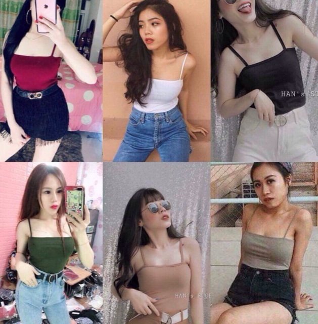 [HCM]Áo 2 dây ngang croptop nữ - áo crotop nữ