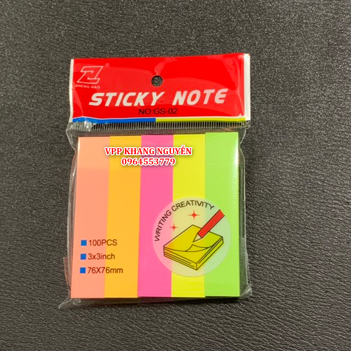 Giấy Note  Dạ Quang 5 Màu Size 76x76mm - Combo 3 Xấp