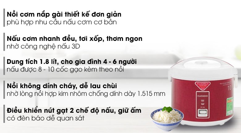 Nồi cơm điện Cuckoo 1.8 lít CR-1081 hang chinh hãng 100% trưng bầy như mới