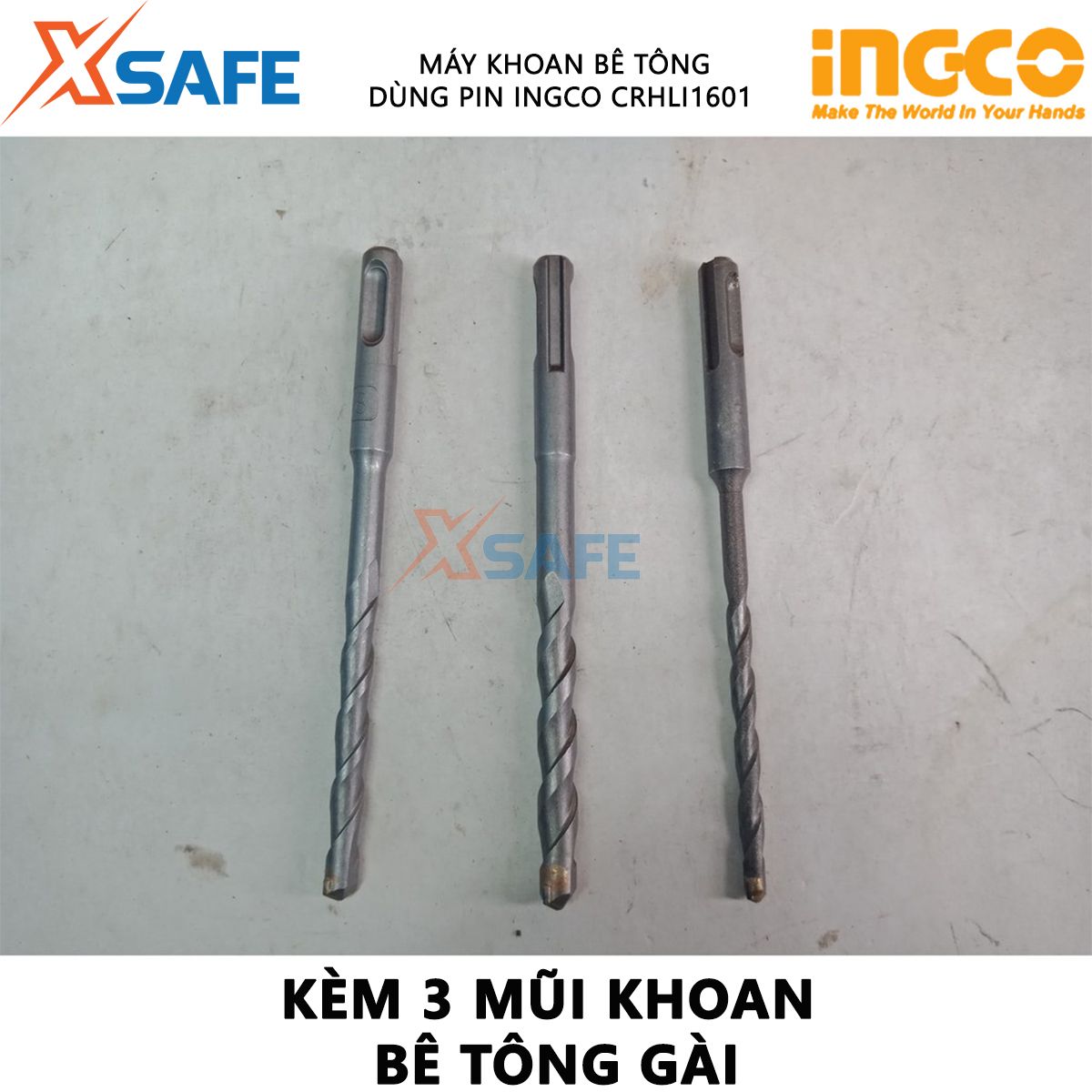 Machine concrete drill battery ingco CRHLI1601 | drill using battery portable power generation battery 20V, no-load speed 0-900rpm, capable of drilling concrete maximum Φ 16mm, no drill hole screws material surface concrete, wood, wall [XTools] [xsafe]