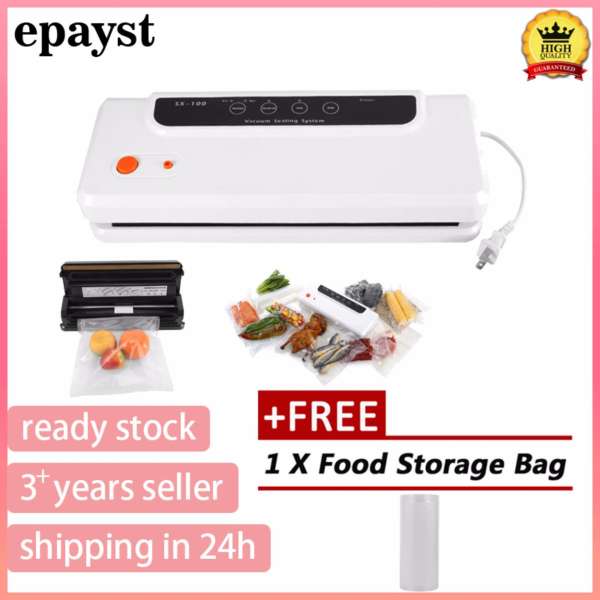 [Buy 1 Get 1 Free Food Storage Bag] Multi-function Automatic Vacuum Sealer Sealing System Keeps Food Fresh White US Plug