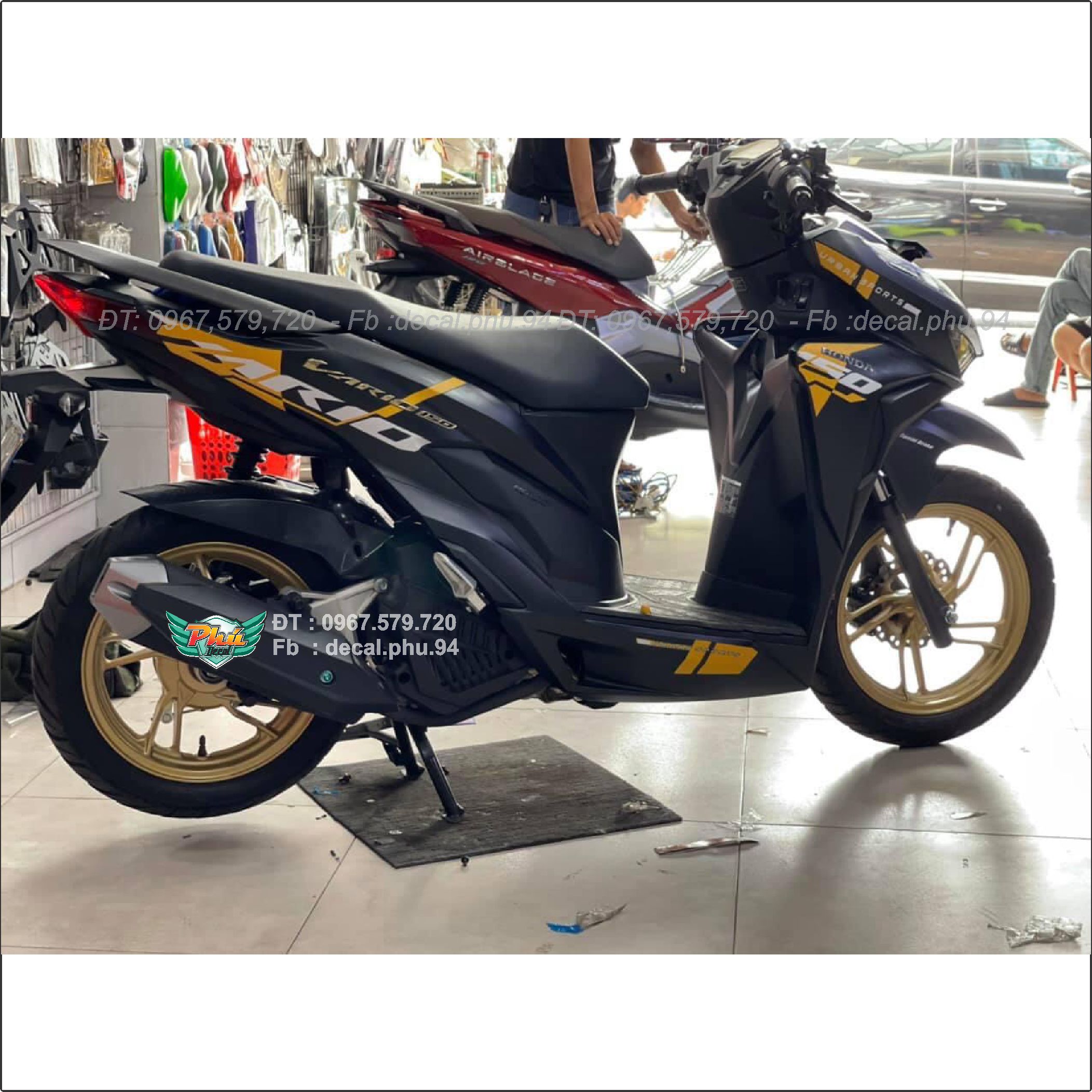 Tem rời Vario đen nhám vàng