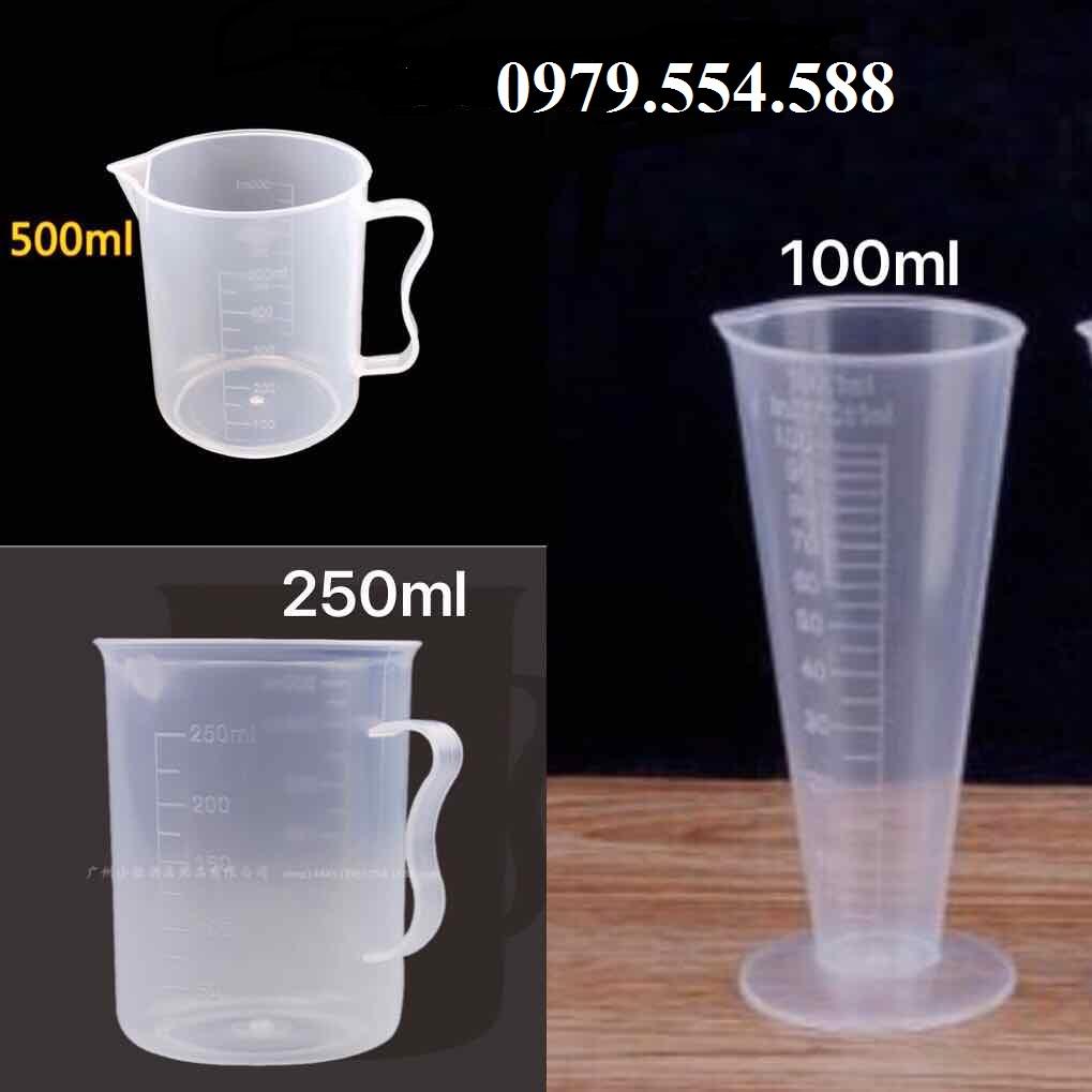 Combo bộ dụng cụ pha chế 6 món (ca 100-250-500ml, thìa nâu 10g, thìa barspoon, vợt múc trân châu)