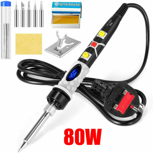 80W Digital Soldering Iron with 5pcs Tips, Adjustable Temperature and Fast Heating Thermostatic Design, for Electronics Repair and DIY