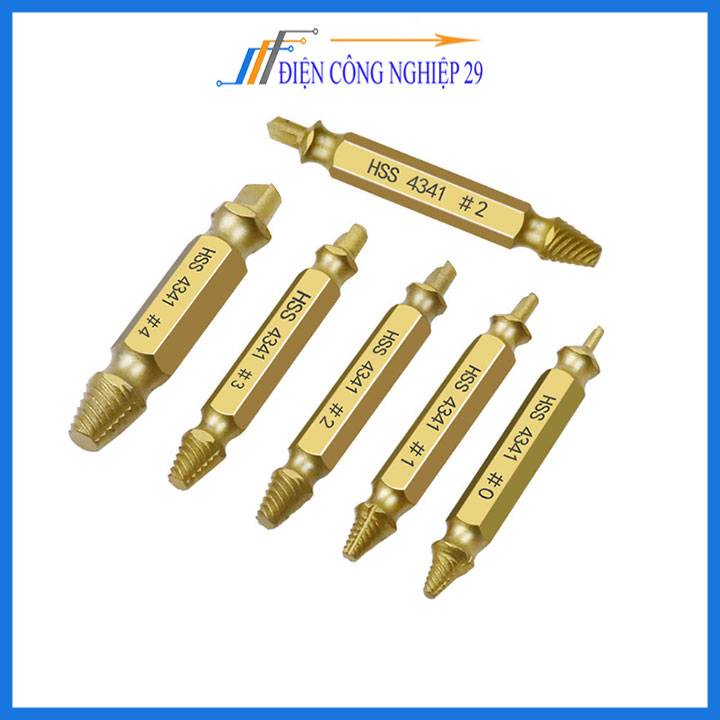 Bộ tháo vít toét đầu 6 mũi hai đầu tháo ốc gãy - dụng cụ lấy ốc gãy