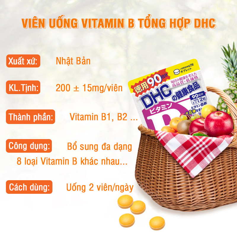 Viên uống Vitamin B tổng hợp DHC Nhật Bản bổ sung 8 loại vitamin B thực phẩm chức năng gói 30 ngày XP-DHCM-MIX30