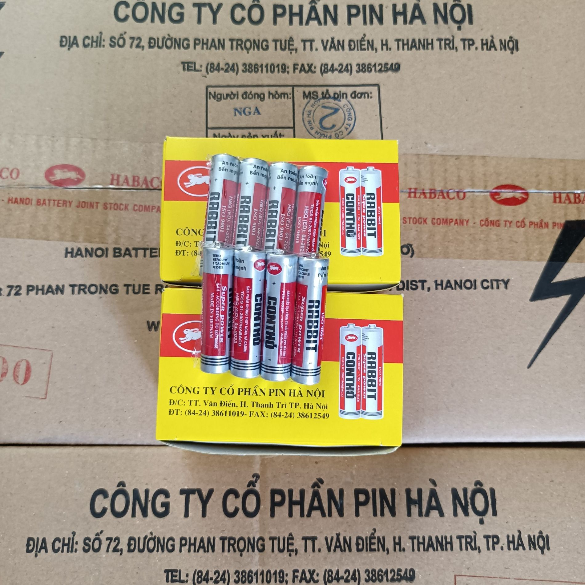 Thùng 25 hộp Pin Con thỏ AAA  (Một thùng 25 hộp 1.000 viên pin tiểu)