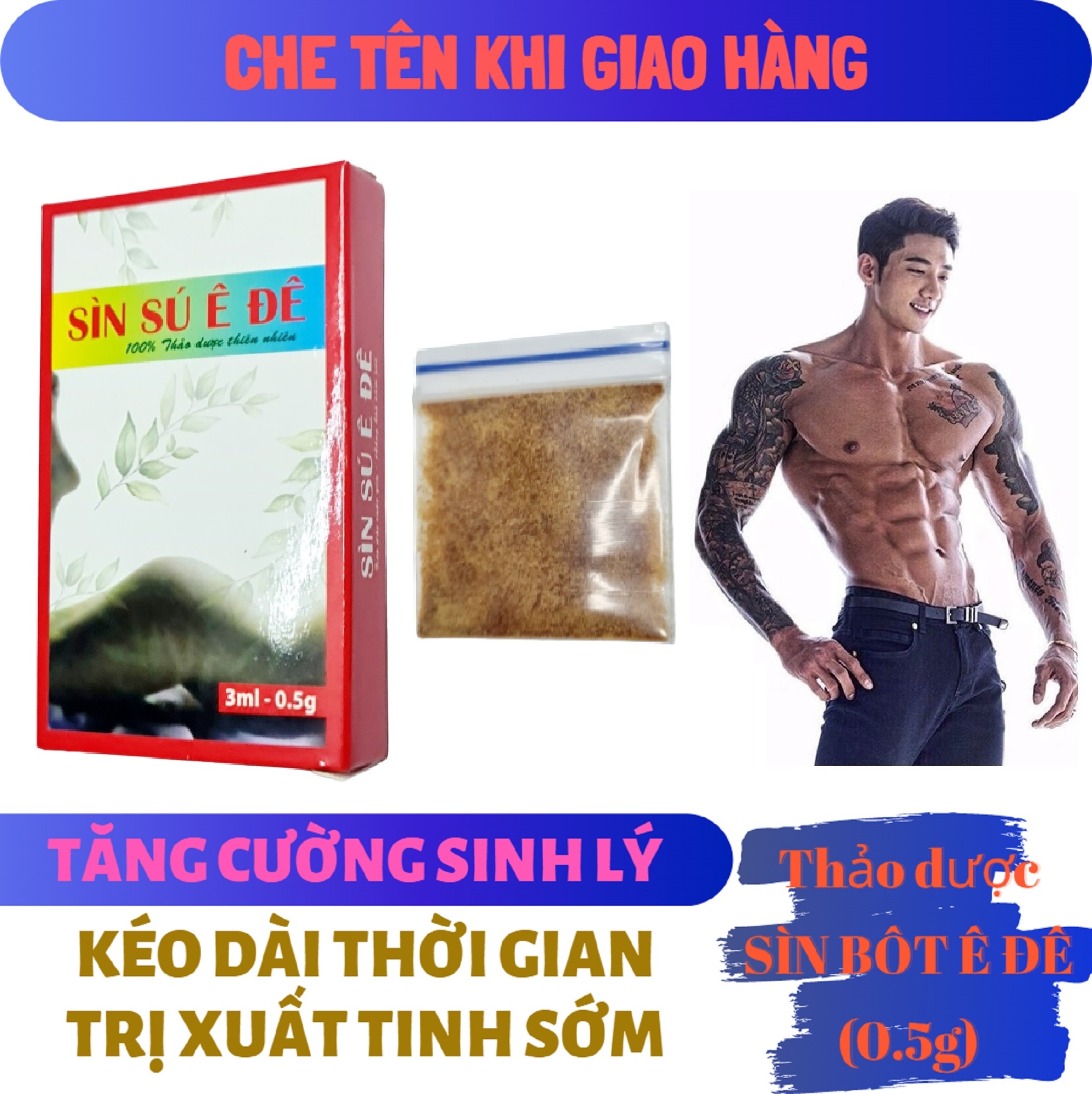 Thảo dược SÌN BỘT Ê ĐÊ cao cấp (0.5g) nam - hàng chính hãng ( xịt sú xìn sình xú )