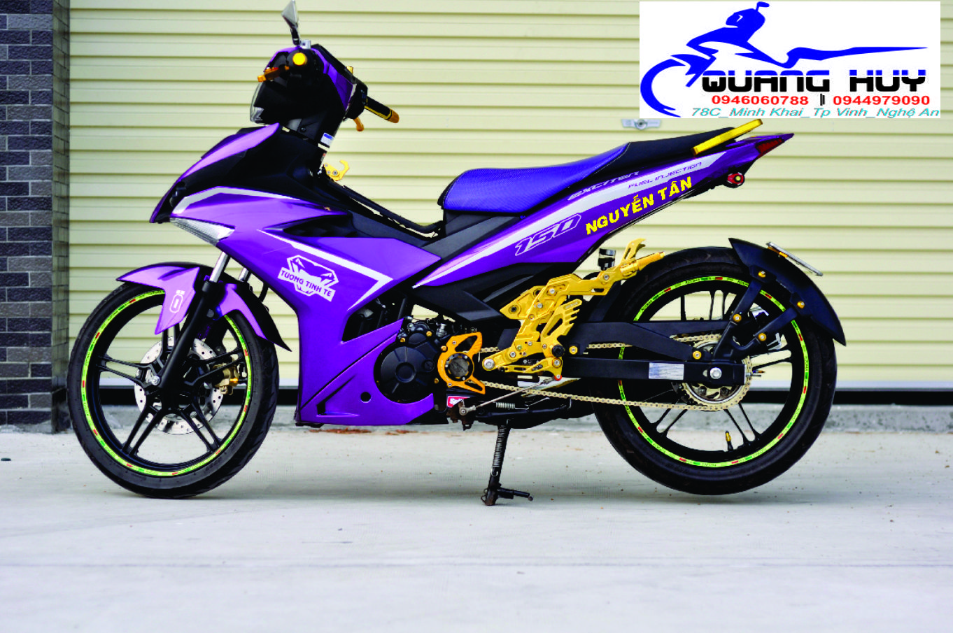 Tem trùm exciter 150 tím trắng,team decal ex 150 agv