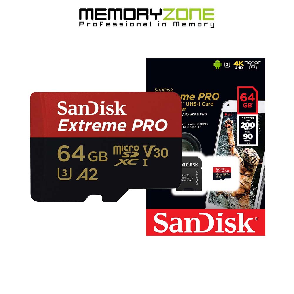 Thẻ Nhớ MicroSDXC SanDisk Extreme Pro V30 A2 64GB 200MB/s SDSQXCU-064G-GN6MA