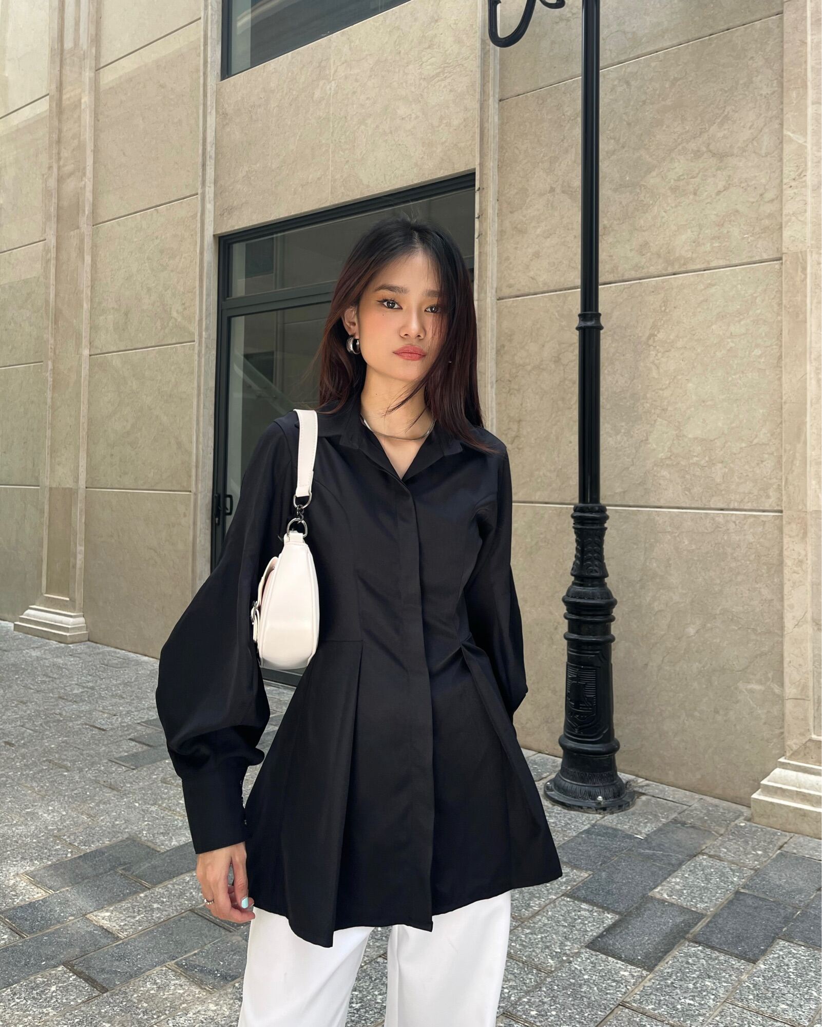[Nhập mã LAZFASHION34-giảm 15% tối đa 99k/600k]SAP - Áo sơ mi chiết eo Nin