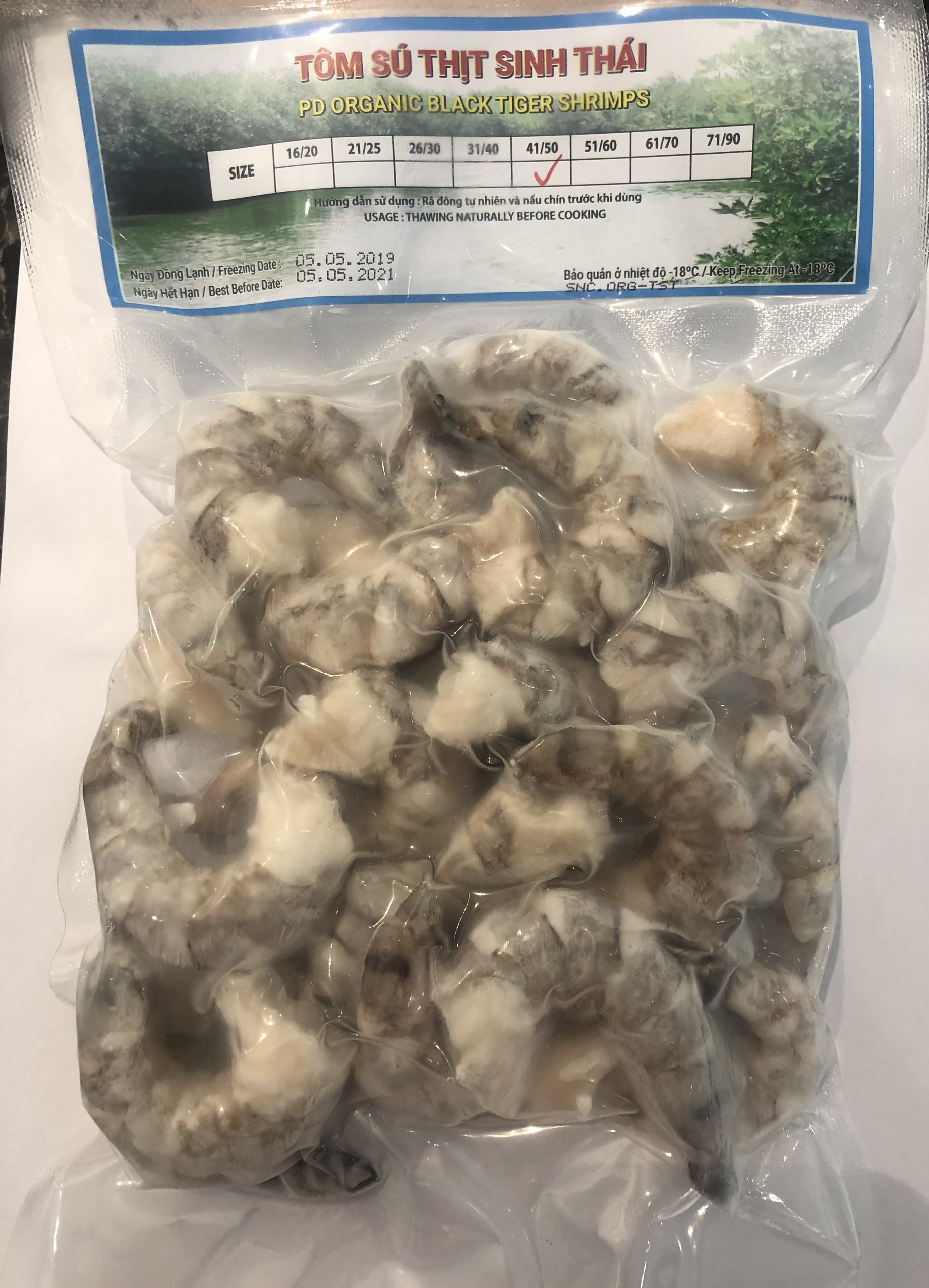 Tôm sú thịt sinh thái 250g, kích cỡ 41/50