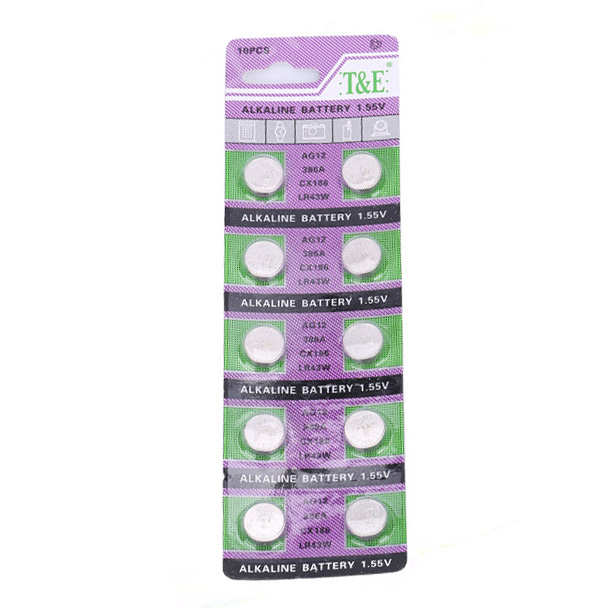 Vỉ 10 Pin cúc áo  AG12 / LR43 / SR43SW / LR1143 / 186 /386 dùng cho đồng hồ đeo tay thiết bị điện tử