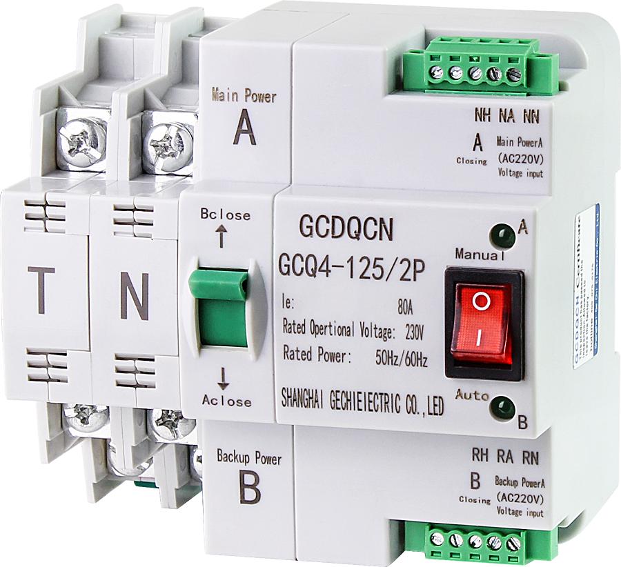 Cầu dao đảo chiều tự động không gây mất điện khi chuyển công suất lớn 2P 80A, ATS 2P 63A