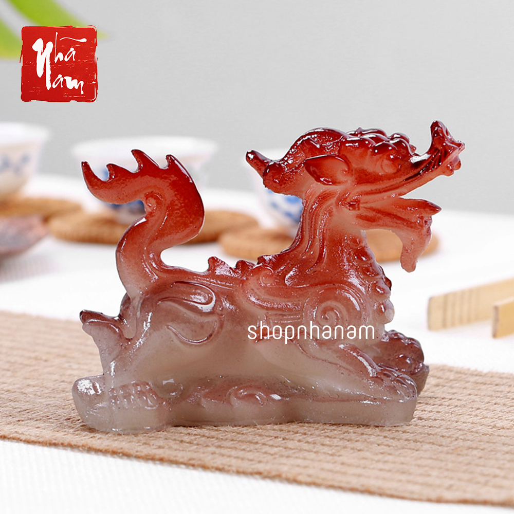 Tượng tì hưu giả ngọc trang trí bàn trà, tì hưu bàn trà đổi màu, tượng tì hưu ngọc - Phong thủy Nhã Nam