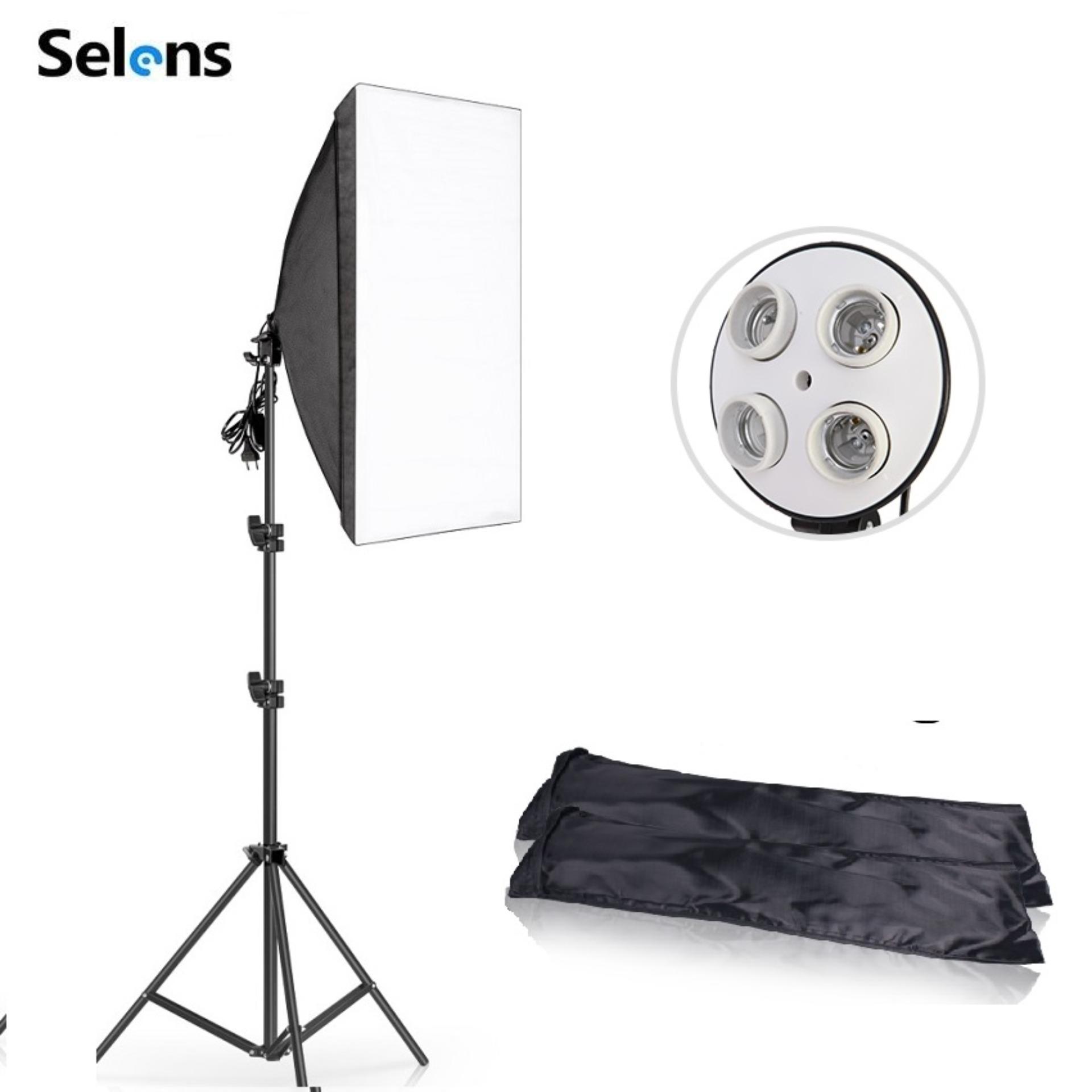 Selens 4in1 E27 Lamp Holder Studio Softbox Light Kit 50*70cm With Stand