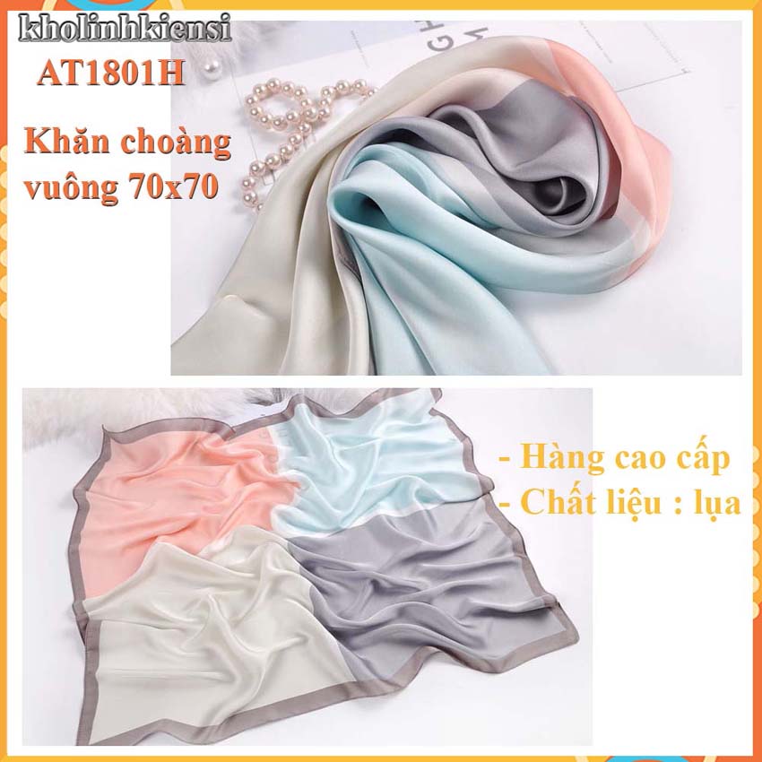 [HCM]Khăn choàng lụa vuông cao cấp at1801- Lụa-satin- khăn choàng cổ điệu đà cho phái nữ