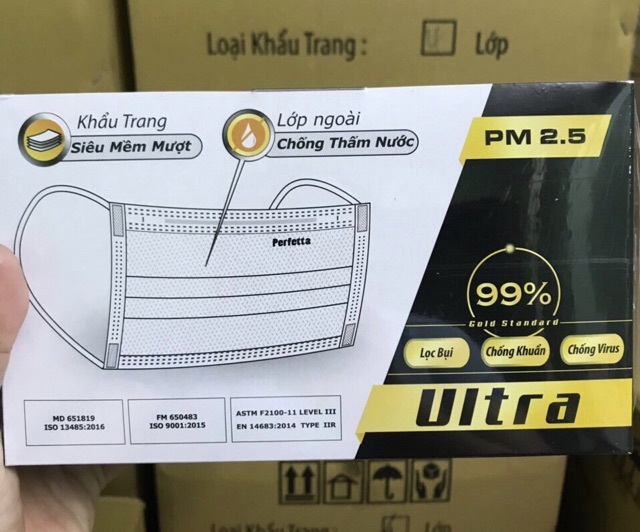 [HCM]Khẩu trang y tế 4 lớp Perfetta Ultra Trắng (35 CÁI /Hộp)