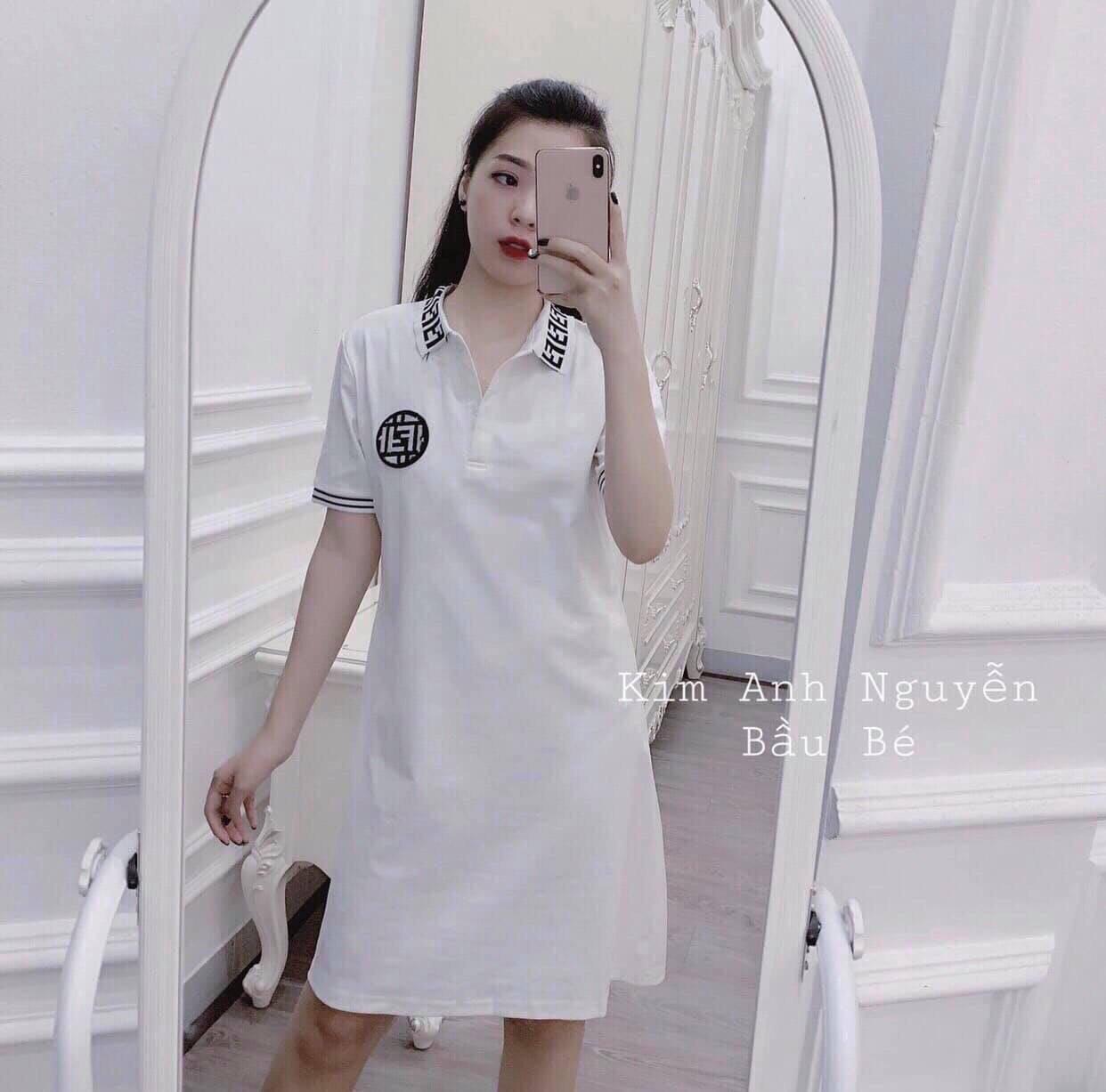 Đầm suông  cổ bẻ chất coton -QH