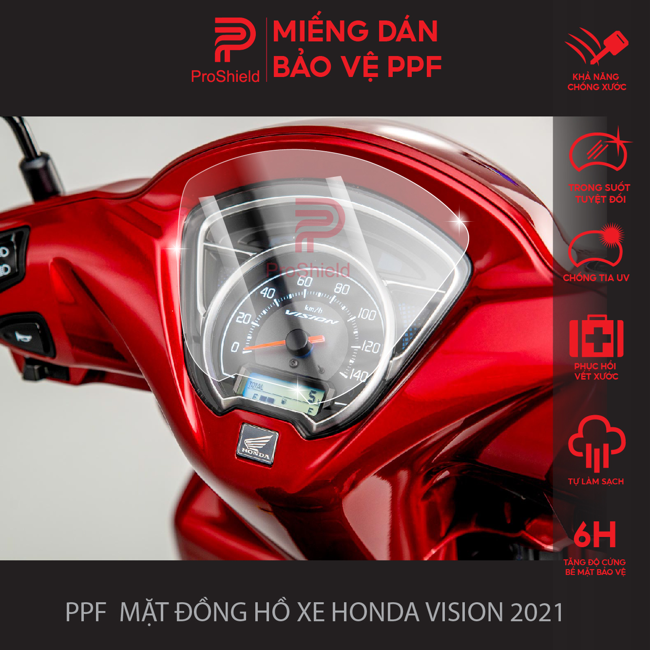 Miếng Dán PPF Bảo Vệ Mặt Đồng Hồ Xe VISION 2021 - 2024