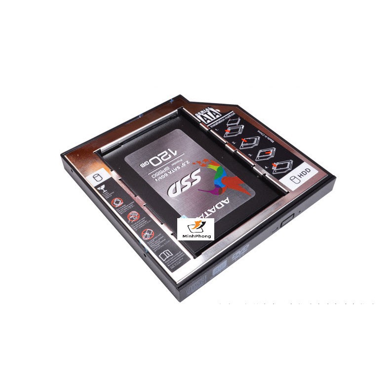Khay Ổ Cứng Caddy Bay Sata 3.0 6Gbps 9.5Mm, 12.7Mm, Gắn Thêm Ổ Cứng Cho Laptop - Vỏ Thép Không Gỉ