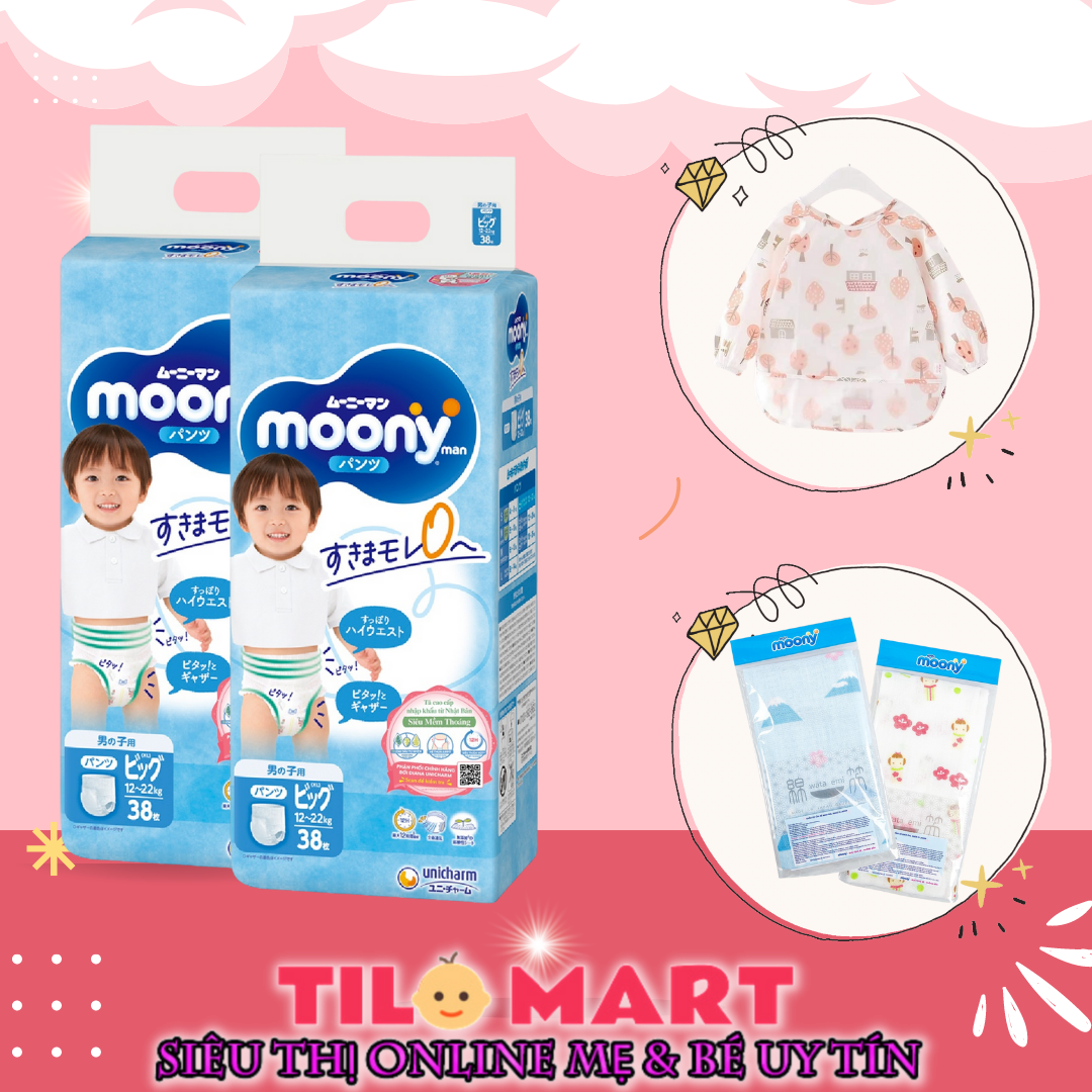 [MẪU MỚI] Bỉm quần/ Tã quần Moony XL38 bé trai (XL38 boy Moony)