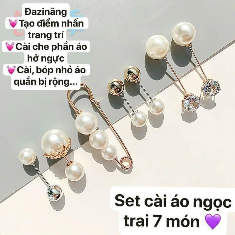 SÉT 7 BÔNG NGỌC TRAI CÀI ÁO ĐA NĂNG