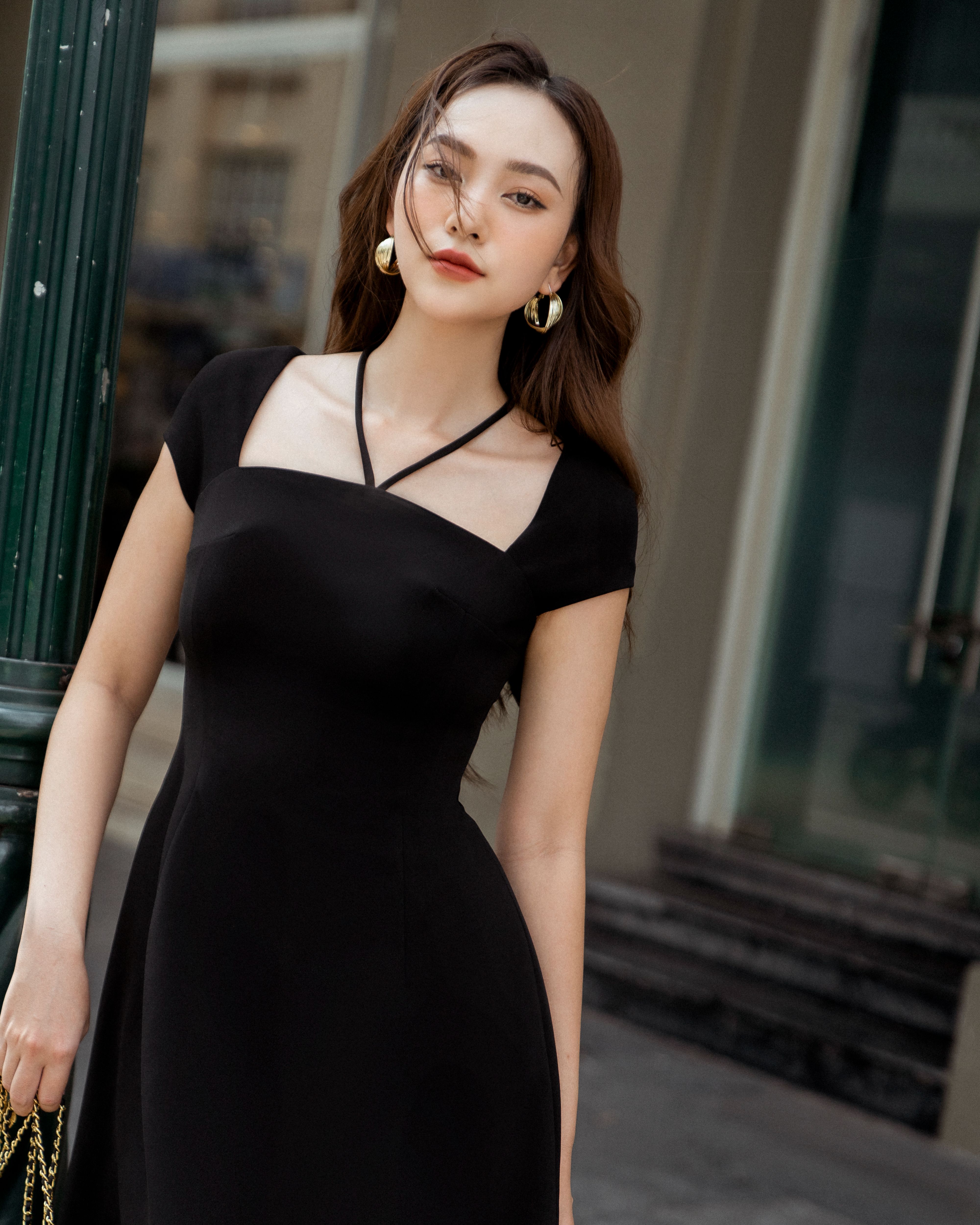 Maiimer - Váy đen buộc dây Kelly